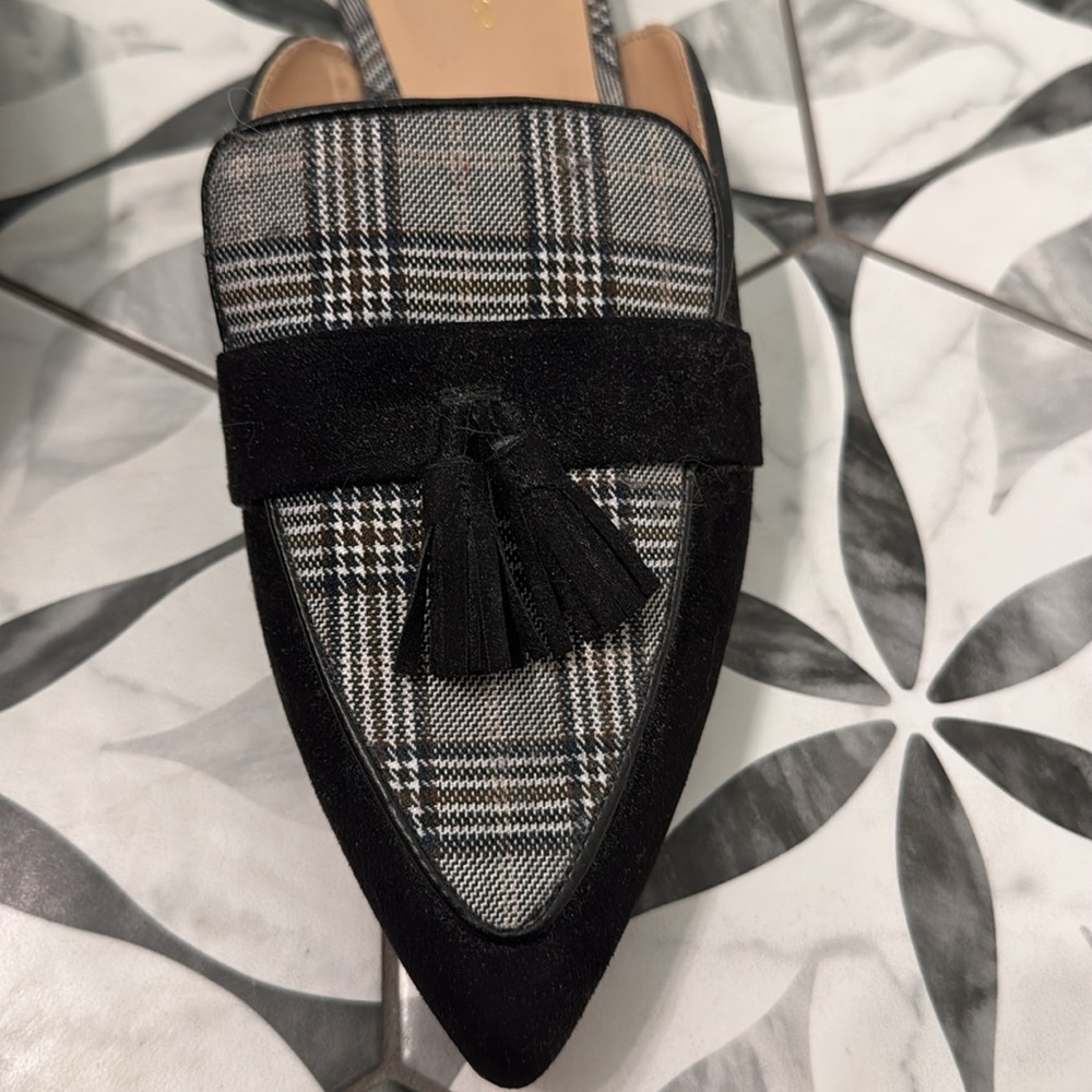 Ann Taylor Plaid Flat Mules - Picture 3 of 8